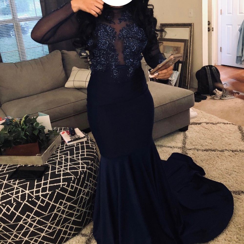 CHEAP PROM DRESS!!!Navy Blue Prom Gown (Worn Once)